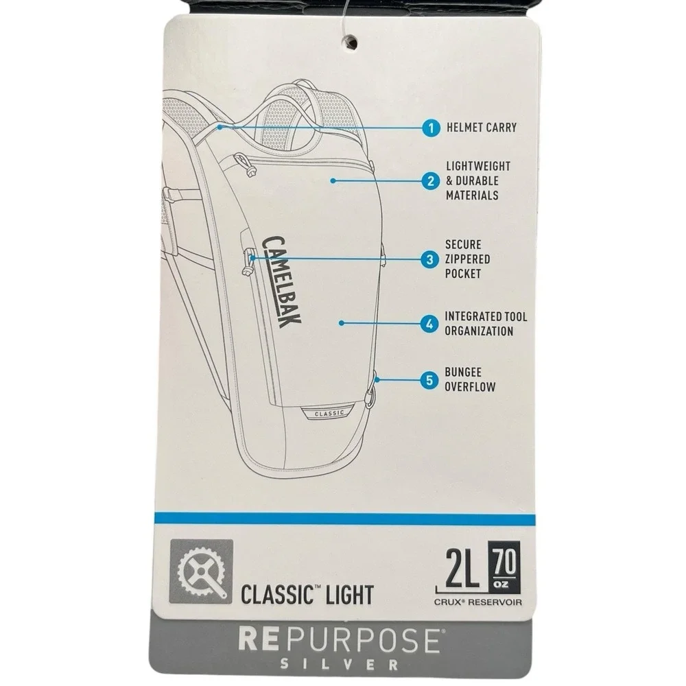 CamelBak Classic Light Bike Cycling Hydration Pack 70oz 2L Gray Aqua